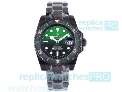Replica Rolex Di W Submariner PARAKEET Watch 40mm Carbon Bezel Breen Gradient Face